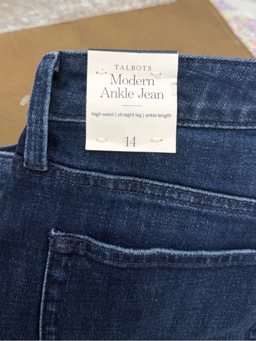NWT Talbots Modern Ankle Jean High Waist Straight Leg Dark Wash size 14 - Picture 2 of 7